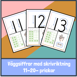 Väggsiffror med skrivriktning - prickar (11-20)