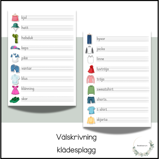 Välskrivning - klädesplagg
