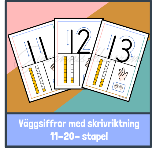 Väggsiffror med skrivriktning - stapel (11-20)