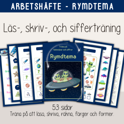 Arbetshäfte bokstäver och siffror - tema Dinosaurier