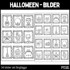 Halloween - bilder att färglägga - 34 st