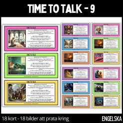 Time to talk - 9 - 18 talkort - 18 illustrationer - stödstruktur
