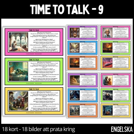Time to talk - 9 - 18 talkort - 18 illustrationer - stödstruktur