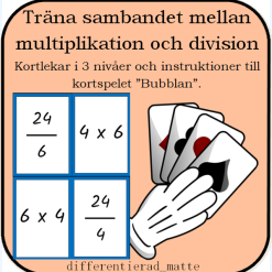 Träna sambandet mellan multiplikation och division med ett kortspel
