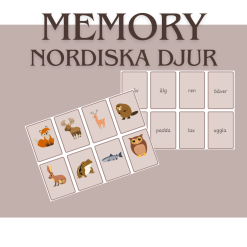 memory - nordiska djur - bild & text