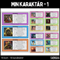 Min karaktär - 1 - 18 olika personer / 18 kort
