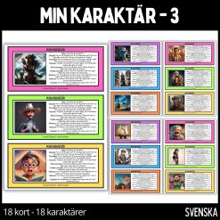 Min karaktär - 3 - 18 olika personer / 18 kort