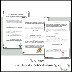 Naturväsen - 7 faktatexter + läsförståelsefrågor