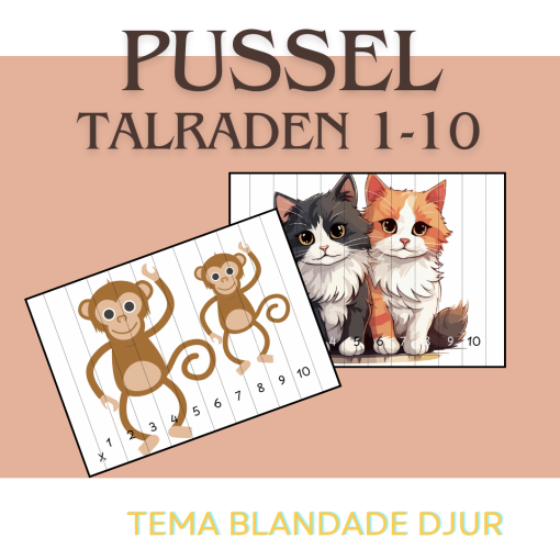 Pussel - 1-10 - Blandade djur