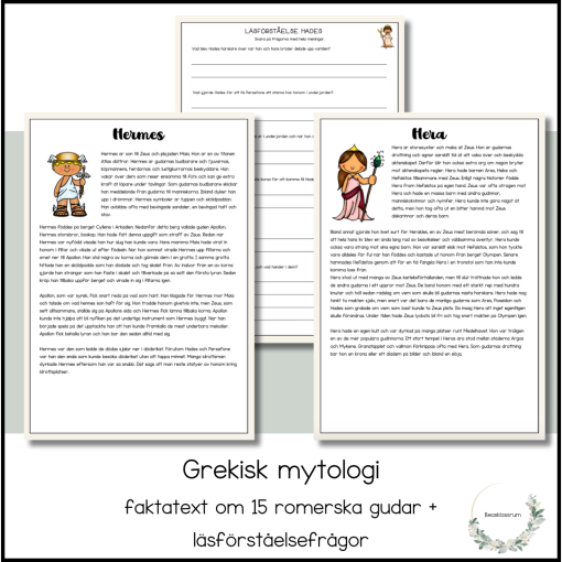 Grekisk mytologi - faktatexter 15 gudar