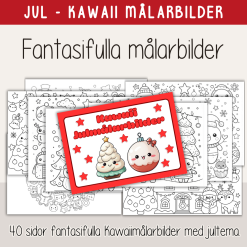 Jul - Målarbilder Kawaii med jultema
