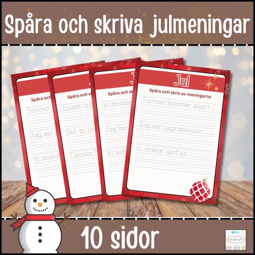 Spåra och läsa julmeningar (30 meningar)
