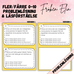 Fler/Färre - problemlösning & läsförståelse 0-10