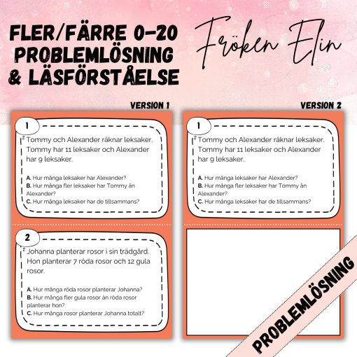 Fler/Färre - problemlösning & läsförståelse 0-20