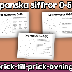 Spanska siffrorna 0-50 med prick-till-prick-övningar