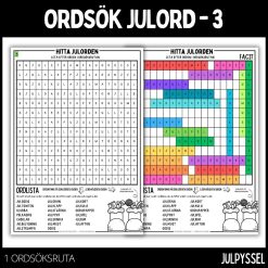 Ordsök julord - 3 med färgläggningsbild