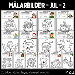 Målarbilder med julmotiv och stödstruktur - 20 stycken - 2