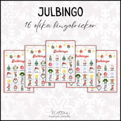 Julbingo med 16 olika bingobrickor