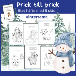 Prick till prick med vintertema, litet häfte med 6 sidor