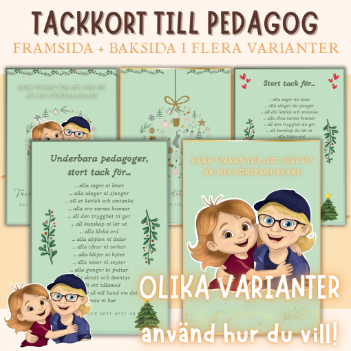 Tackkort till pedagog på förskola - Jul