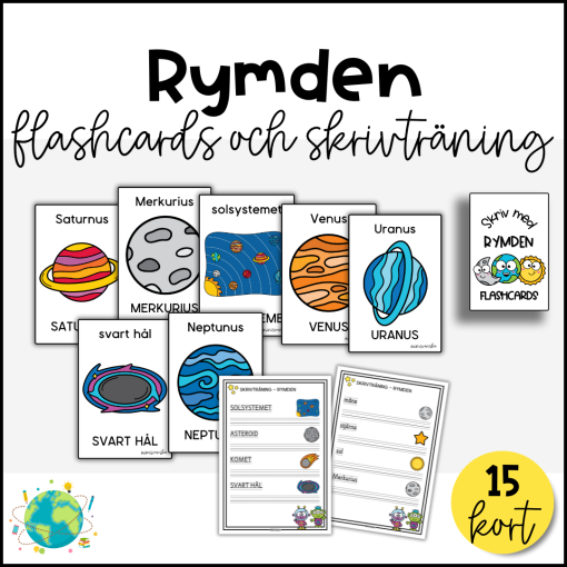 Rymden - Flashcards och skrivträning