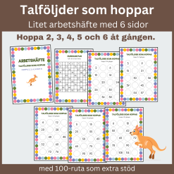 Hoppa i talföljder, litet arbetshäfte 6 sidor