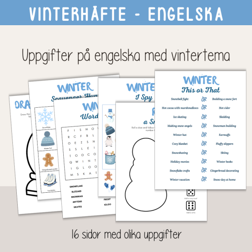 Vinter - Engelska vinterord - Flashcards och skrivblad