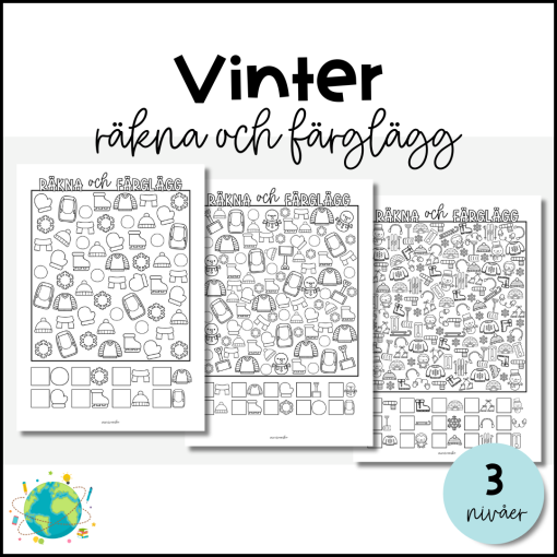 Räkna och färglägg - Vinter