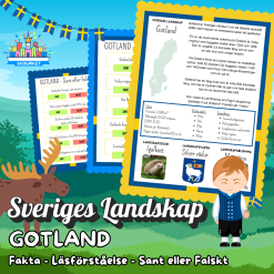 Sveriges Landskap - GOTLAND - Fakta, Läsförståelse och Sant eller Falskt-frågor!