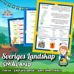 Sveriges Landskap - SMÅLAND - Fakta, Läsförståelse och Sant eller Falskt-frågor!