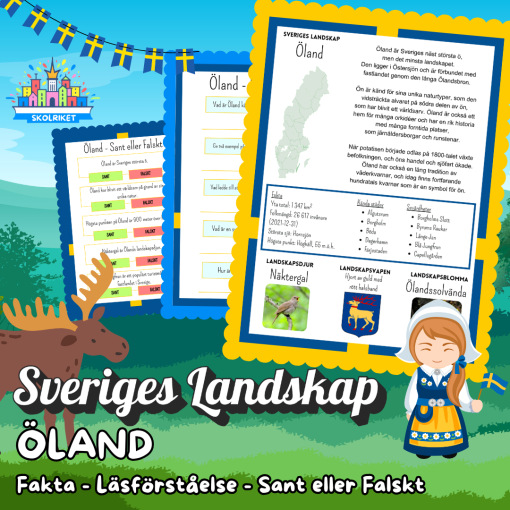 Sveriges Landskap - ÖLAND - Fakta, Läsförståelse och Sant eller Falskt-frågor!