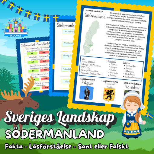 Sveriges Landskap - SÖDERMANLAND - Fakta, Läsförståelse och Sant eller Falskt-frågor!