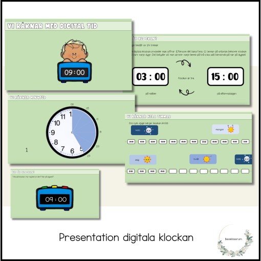 Digitala klockan - presentation med animationer