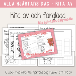 Alla hjärtans dag - Rita av och färglägg