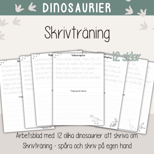 Skrivträning - Dinosaurier