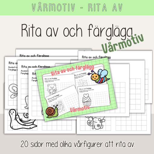 Vår - Vårtema - Rita av och färglägg
