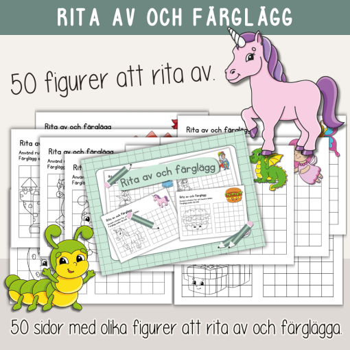 Rita av och färglägg - 50 olika motiv