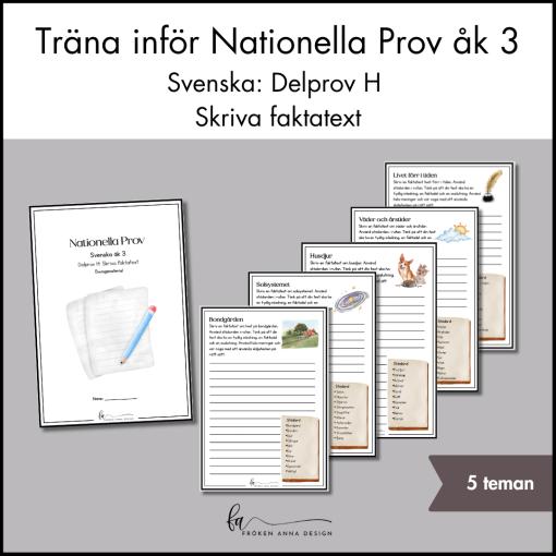 Träna inför NP / Nationella Prov i Svenska – Skriva faktatext (Åk 3)