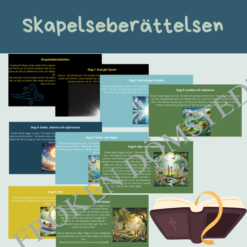 Skapelseberättelsen skriven på enkel och tydlig svenska.