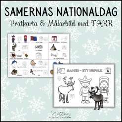 Samer pratkarta och målarbild med TAKK