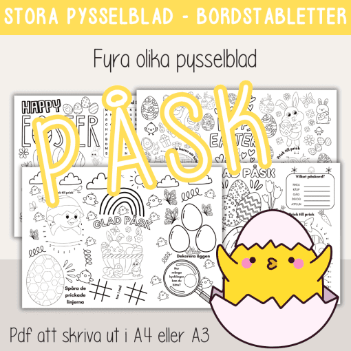 Påsk - Stora pysselblad i A3 - Bordstabletter