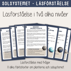 Läsförståelse - Rymden - Planeterna och solsystemet - Läsförståelse i två nivåer