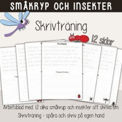 Småkryp och insekter - Skrivträning - 12 olika skrivblad