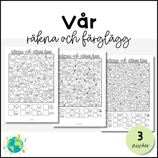 Räkna och färglägg - Vår