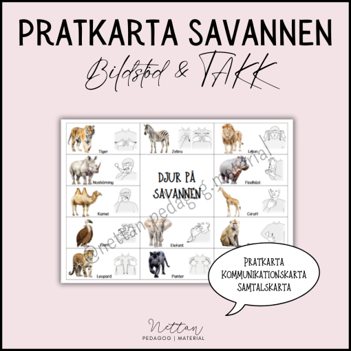 Pratkarta djur på savannen