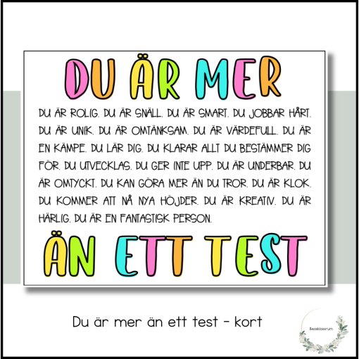 Du är mer än ett test - kort
