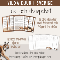 Läs- och skrivpaket - Tema vilda djur i Sverige