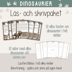 Läs - och skrivpaket - Dinosaurier - Läsförståelse och skrivträning