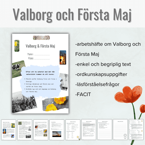 Valborg & Första maj: fakta, ordkunskap, läsförståelse