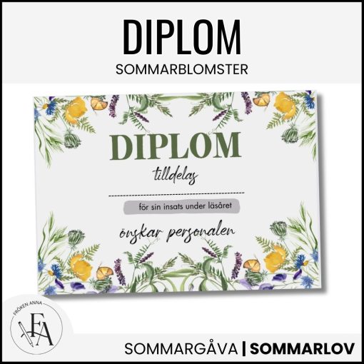 Diplom till skolavslutningen (A5) | Sommarblomster
